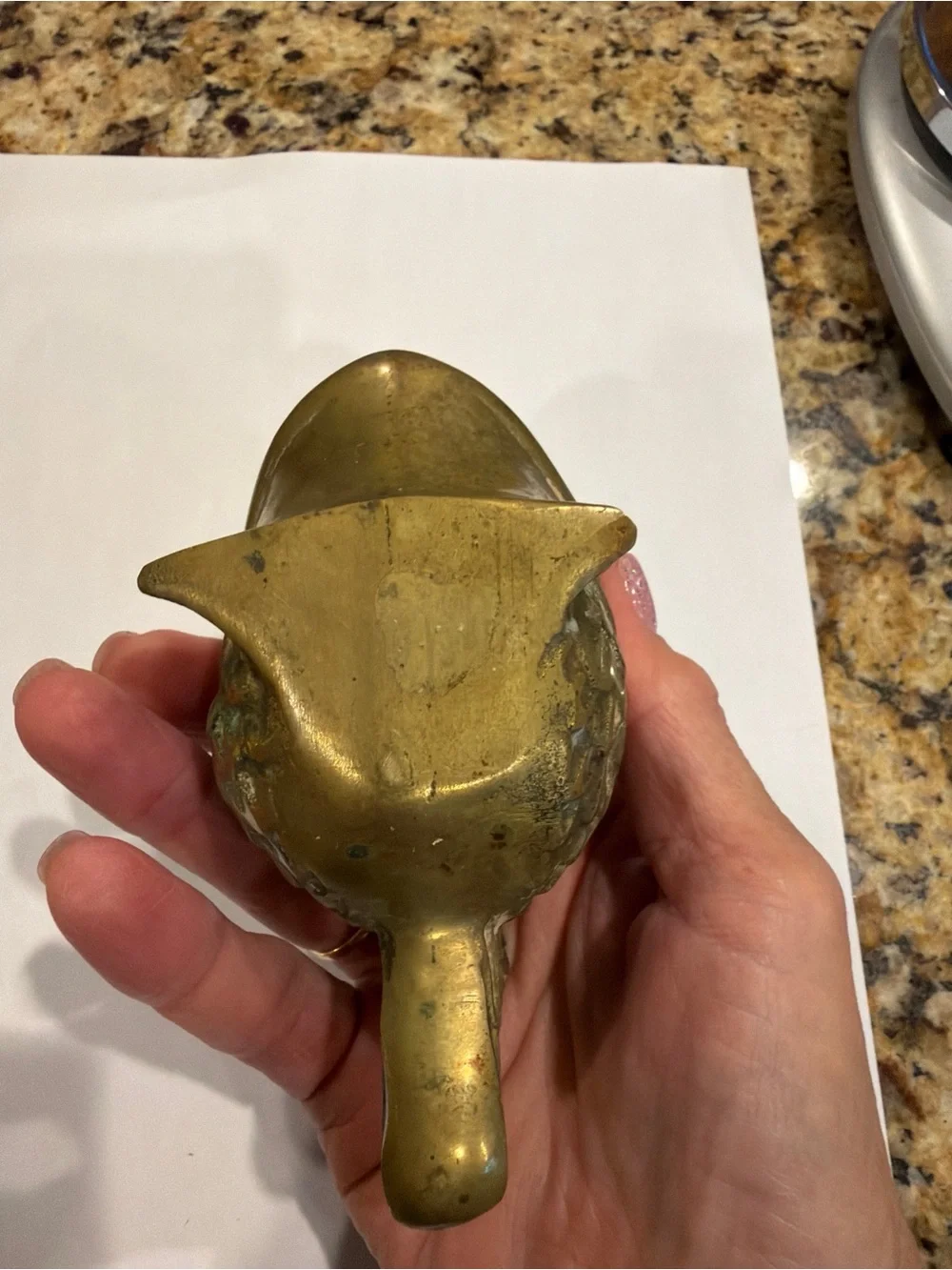 Vintage brass Fish Figural Ashtray Green Patina